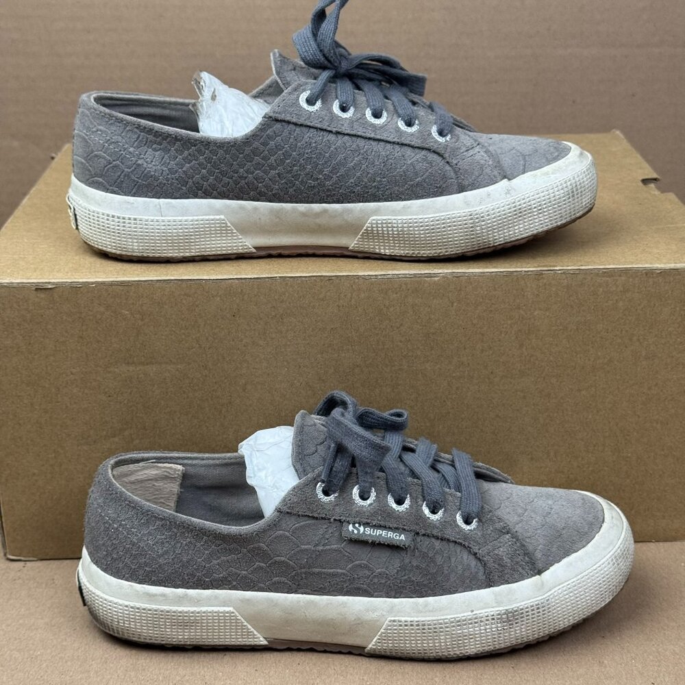 Superga 2750 Gray Python Snake Print Leather Snea… - image 1